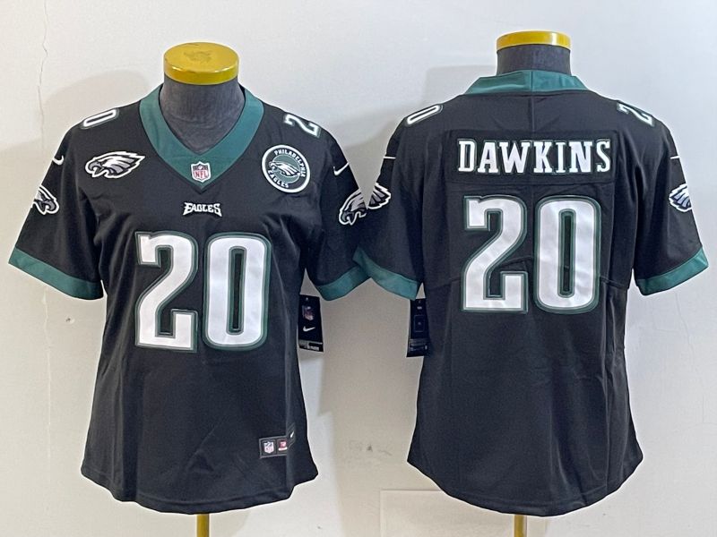 Women Philadelphia Eagles #20 Dawkins Black 2025 Nike Vapor Limited NFL Jersey style 5->women nfl jersey->Women Jersey